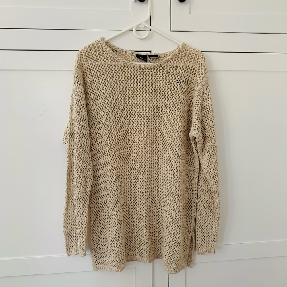 Lizsport Silk Beige Mesh Swim Coverup Size Medium